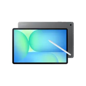 Front & rear side of Samsung Galaxy Tab S10+ in Grey, showcasing screen and camera