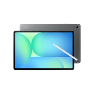 Front & rear side of Samsung Galaxy Tab S10+ in Grey, showcasing screen and camera