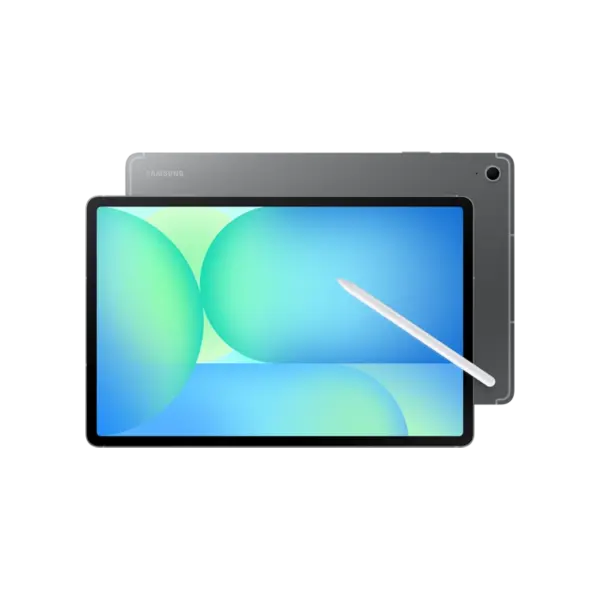 Front & rear side of Samsung Galaxy Tab S10+ in Grey, showcasing screen and camera