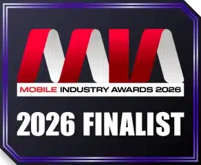 Mobile Industry Awards 2026 Finalist badge — Best Place to Work (Under 1,000 Employees). BusinessMobiles.com has been shortlisted.