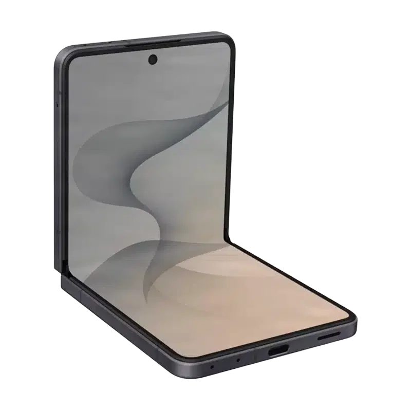 Half folded Galaxy Z Flip8 in graphite grey