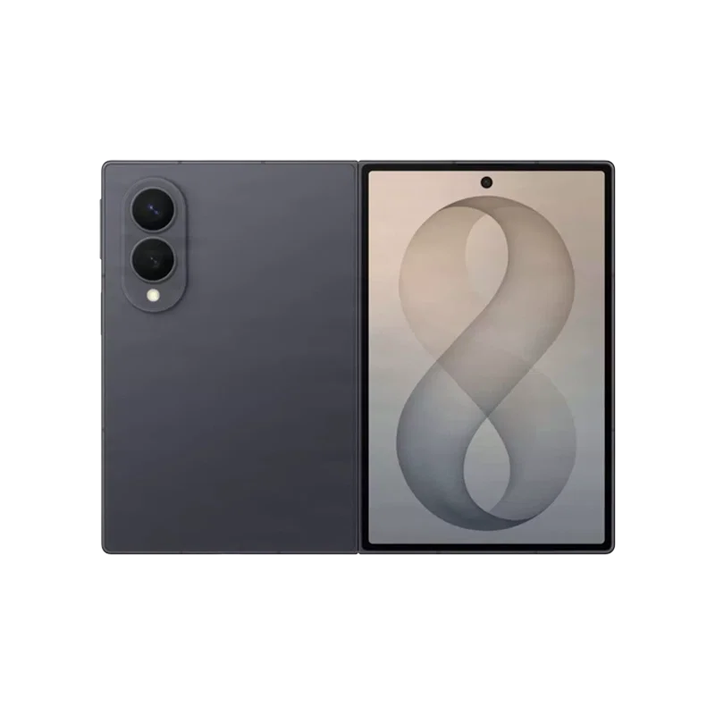 Front & rear sides of Galaxy Z Fold8 folding mobile phone in graphite