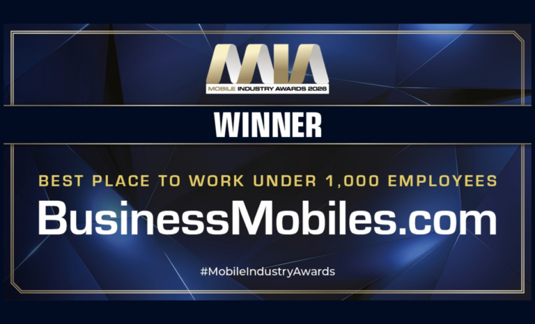Award Plaque marking BusinessMobiles.com Best place to work under 1000 employees