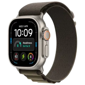 Apple Watch Ultra 4 with Dark Olive Alpine Trail strap