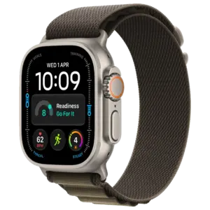 Apple Watch Ultra 4 with Dark Olive Alpine Trail strap
